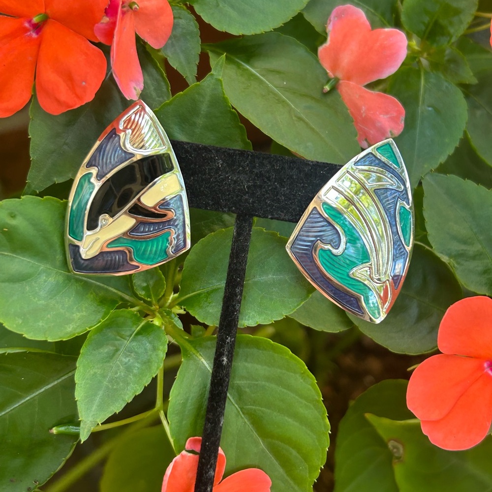 🏖️EDGAR BEREBI Dolphin Enamel Dome EARRINGS